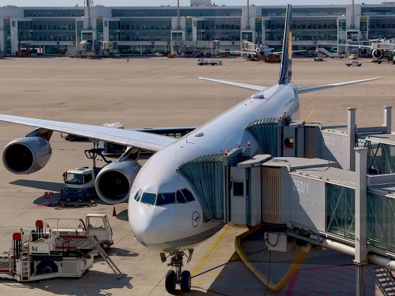 The mighty A340-600 at the gate in Frankfurt, Germany.