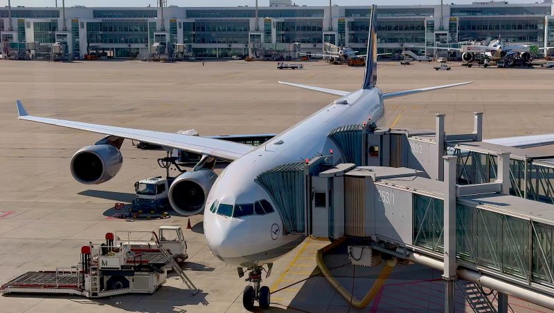 The mighty A340-600 at the gate in Frankfurt, Germany.