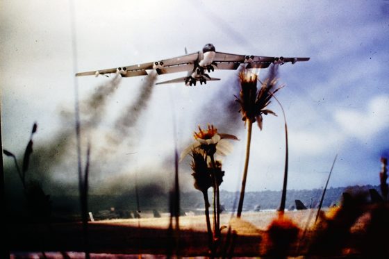 Ron Bartlett via John Mollison, B-52G trails dark jet exhaust from using water-injection on take-off.