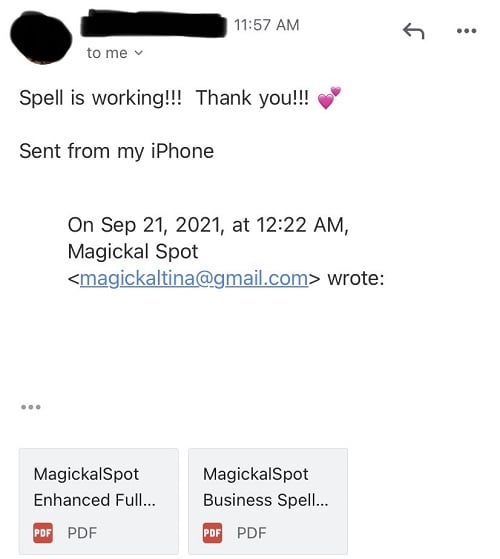 business spell casting by tina caro magickal spot testimonial october 26